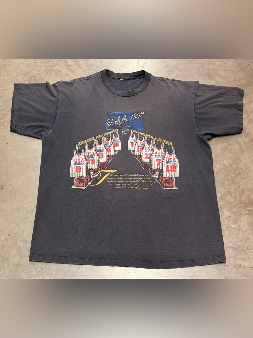 USA Basketball Dream Team 1992 Vintage Style Black Graphic T-Shirt